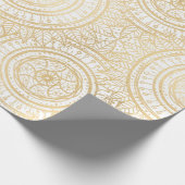 Elegantes Gold Mandala Sonnenblume Weißes Muster Geschenkpapier (Ecke)