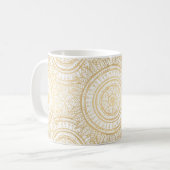 Elegantes Gold Mandala Sonnenblume Weißes Muster Kaffeetasse (Vorderseite Links)