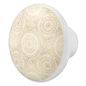 Elegantes Gold Mandala Sonnenblume Weißes Muster Keramikknauf (Rechts)