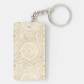 Elegantes Gold Mandala Sonnenblume Weißes Muster Schlüsselanhänger (Rückseite)