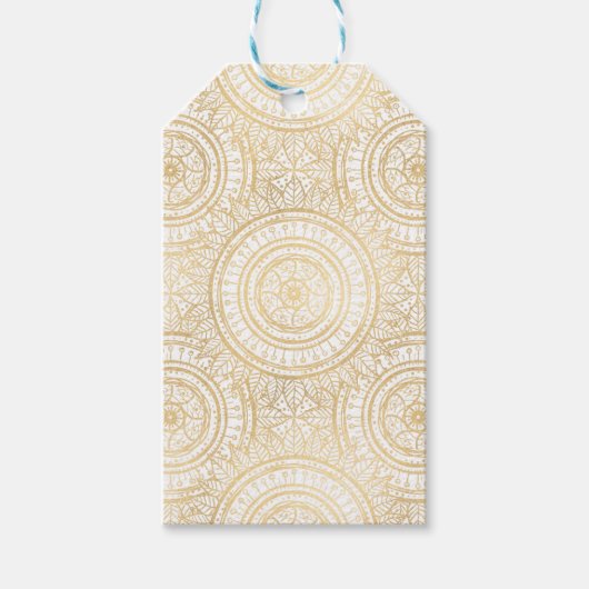 Elegantes Gold Mandala Weißes Muster Geschenkanhänger (Vorderseite)