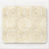 Elegantes Gold Mandala Weißes Muster Mousepad (Vorne)