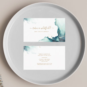 Elegantes Gold Marble Agate Musterskript Visitenkarte