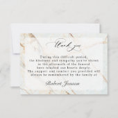 Elegantes Gold-Marmor-Beerdigung Beileid Familie F Dankeskarte (Vorderseite)