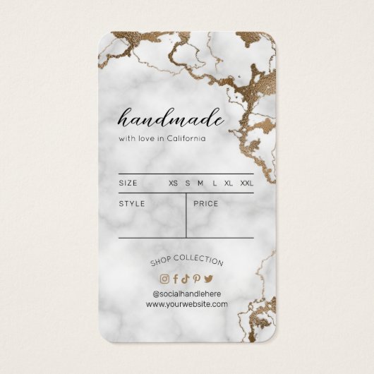 Elegantes Gold-Marmor-Kleidungsmarken (Rückseite)