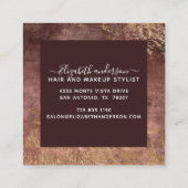 Elegantes Gold Marmor Modernes Chic Salon Business Quadratische Visitenkarte (Rückseite)