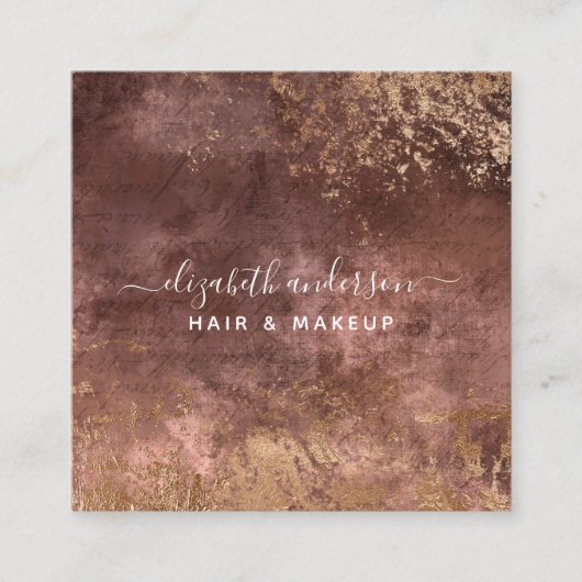 Elegantes Gold Marmor Modernes Chic Salon Business Quadratische Visitenkarte (Vorderseite)