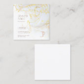 Elegantes Gold-Marmor Modernes Design Monogramm Quadratische Visitenkarte (Vorne/Hinten)