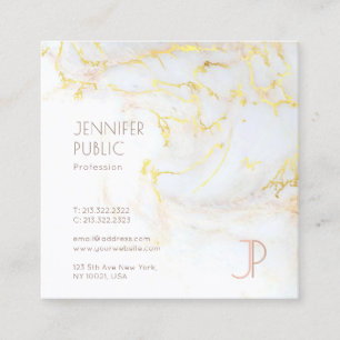 Elegantes Gold-Marmor Modernes Design Monogramm Quadratische Visitenkarte