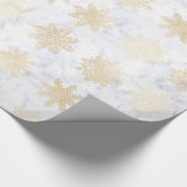 Elegantes Gold & Marmor Snowflake Weihnachtsmuster Geschenkpapier (Ecke)