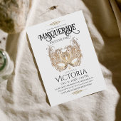 Elegantes Gold Masquerade Party Geburtstag Einladung