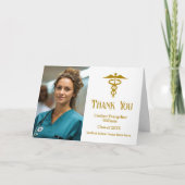 Elegantes Gold Medical School Abschluss Foto Dankeskarte (Vorderseite)