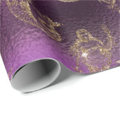 Elegantes Gold Mermaid Muster Lila Metallic Shiny Geschenkpapier (Rolleneckpunkt)