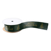 Elegantes Gold Merry Christmas Tree Satin Ribbon Satinband (Spule)
