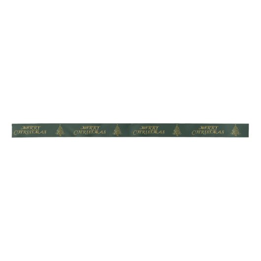 Elegantes Gold Merry Christmas Tree Satin Ribbon Satinband (Vorderseite)