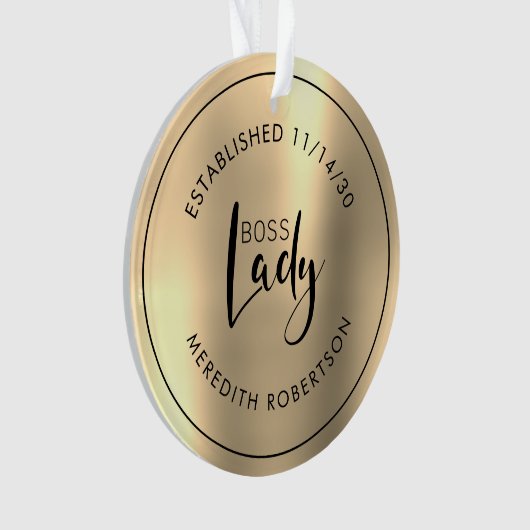 Elegantes Gold Metallic Boss Lady etabliertes Datu Ornament (Vorderseite)