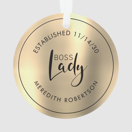 Elegantes Gold Metallic Boss Lady etabliertes Datu Ornament (Rückseite)