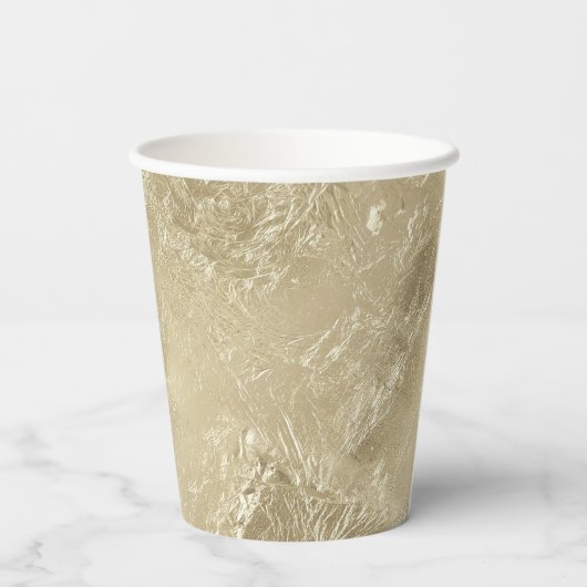 Elegantes Gold-Metallic-Muster mit Monogramm Pappbecher (Rückseite)