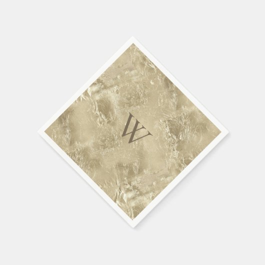 Elegantes Gold-Metallic-Muster mit Monogramm Serviette (Ecke)