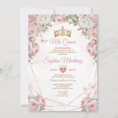 Elegantes Gold mexikanische Rosa Blume Quinceañera Einladung (Vorderseite)