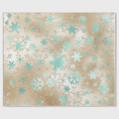 Elegantes Gold & Mint Weihnachten Snowflake Muster Geschenkpapier (Flach)