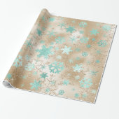 Elegantes Gold & Mint Weihnachten Snowflake Muster Geschenkpapier (Ungerollt)