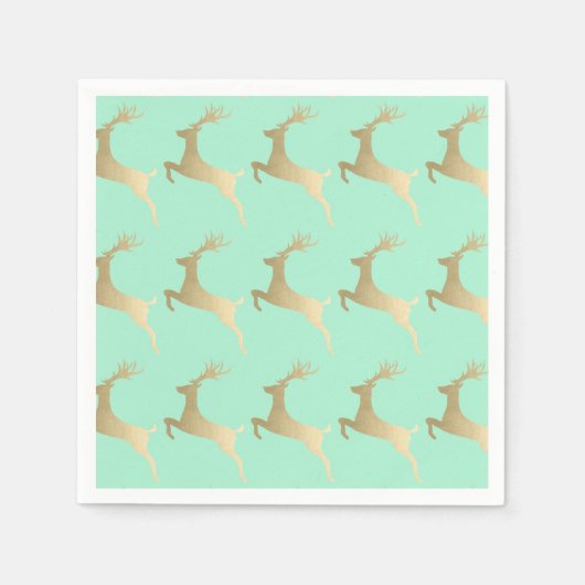 Elegantes Gold Mint Weihnachtsbaum-Muster Serviette (Vorderseite)