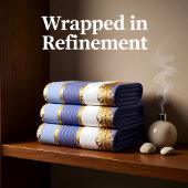 Elegantes Gold mit blauem und weißem Streifen Badhandtuch Set