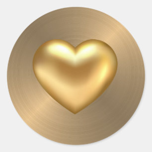 Elegantes Gold mit glänzendem goldfarbenem Herzen Runder Aufkleber