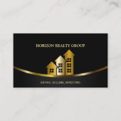 Elegantes Gold mit House Arrow Logo Real Anwesen Visitenkarte (Vorderseite)