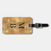 Elegantes Gold Mit Monogramm Gepäckanhänger (Vorderseite horizontal)