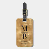 Elegantes Gold Mit Monogramm Gepäckanhänger (Vorderseite vertikal)