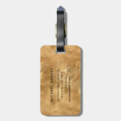 Elegantes Gold Mit Monogramm Gepäckanhänger (Rückseite vertikal)