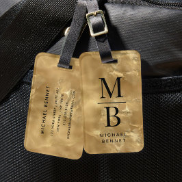 Elegantes Gold Mit Monogramm Gepäckanhänger