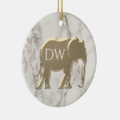 Elegantes Gold Mit Monogramm Keramik Ornament (Rechts)