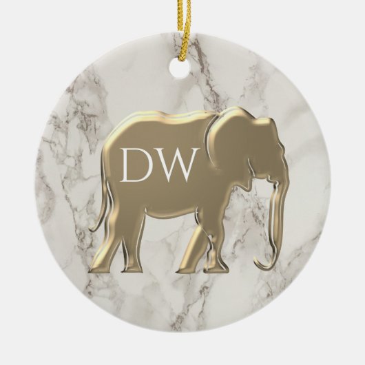 Elegantes Gold Mit Monogramm Keramik Ornament (Vorne)