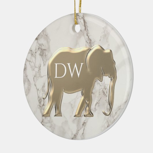 Elegantes Gold Mit Monogramm Keramik Ornament (Links)