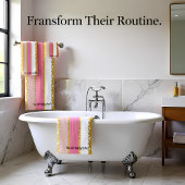 Elegantes Gold mit rosa und weißem Streifen Badhandtuch Set