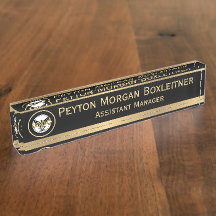 Elegantes Gold mit Schwarz und Logo