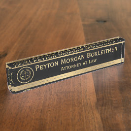Elegantes Gold mit Schwarz und Skala des Rechtsanw Namensplakette