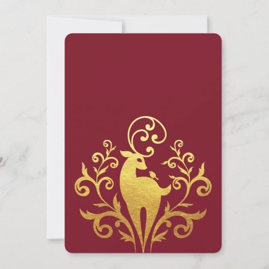 Elegantes Gold Modern Deer Red Christmas Party Einladung (Rückseite)
