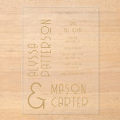 Elegantes Gold Moderne Hochzeit rettet das Datum Acryleinladungen (Vorderseite)