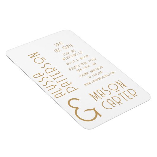 Elegantes Gold Moderne Hochzeit rettet das Datum Magnet (Rechte Seite)
