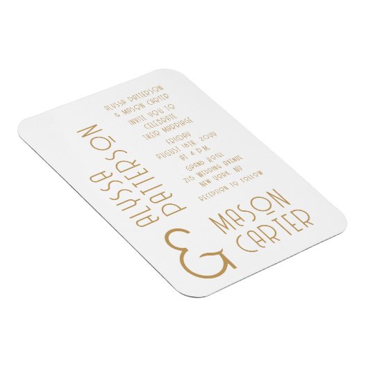 Elegantes Gold Moderne Hochzeit rettet das Datum Magnet (Rechte Seite)