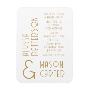 Elegantes Gold Moderne Hochzeit rettet das Datum Magnet
