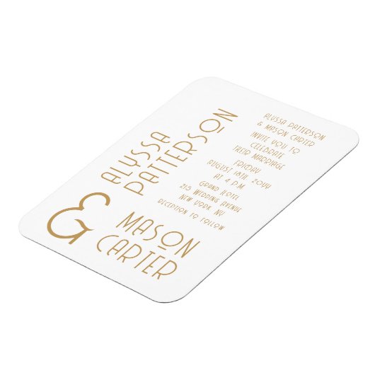 Elegantes Gold Moderne Hochzeit rettet das Datum Magnet (Linke Seite)