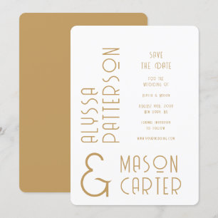 Elegantes Gold Moderne Hochzeit rettet das Datum Save The Date