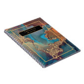 Elegantes Gold Modernes Blue Paint Monogram Journa Notizblock (Rechte Seite)