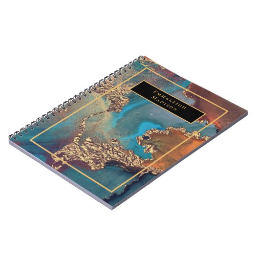 Elegantes Gold Modernes Blue Paint Monogram Journa Notizblock (Linke Seite)