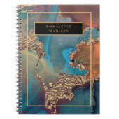 Elegantes Gold Modernes Blue Paint Monogram Journa Notizblock (Vorderseite)